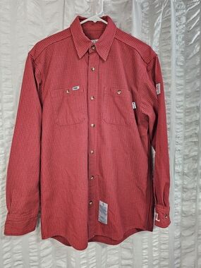 Tyndale Flame Resistant Work Shirt Men's Red Plaid Long Sleeve Button-Down